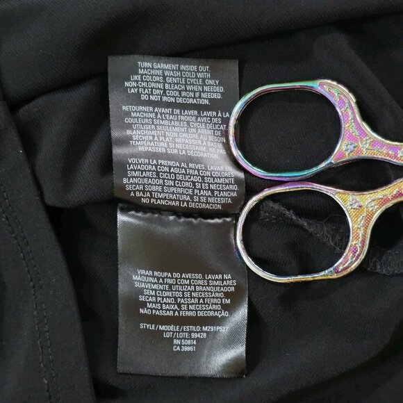 Tahari Top Womens L Black SS Studs Stretch Whimsigoth Office Mature Logo Capsule - Picture 13 of 16